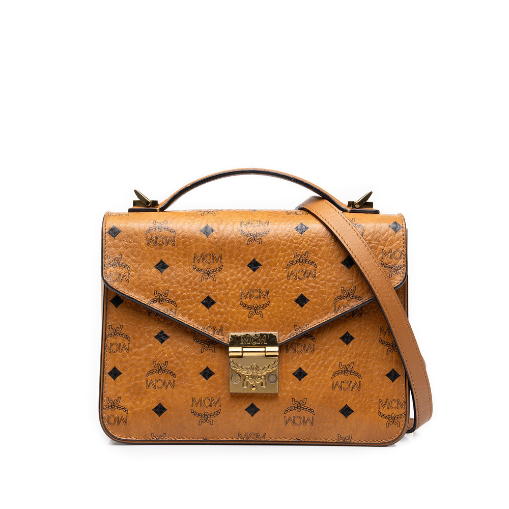 Pre-Loved MCM Medium Visetos Coated Canvas Patricia Top Handle Bag